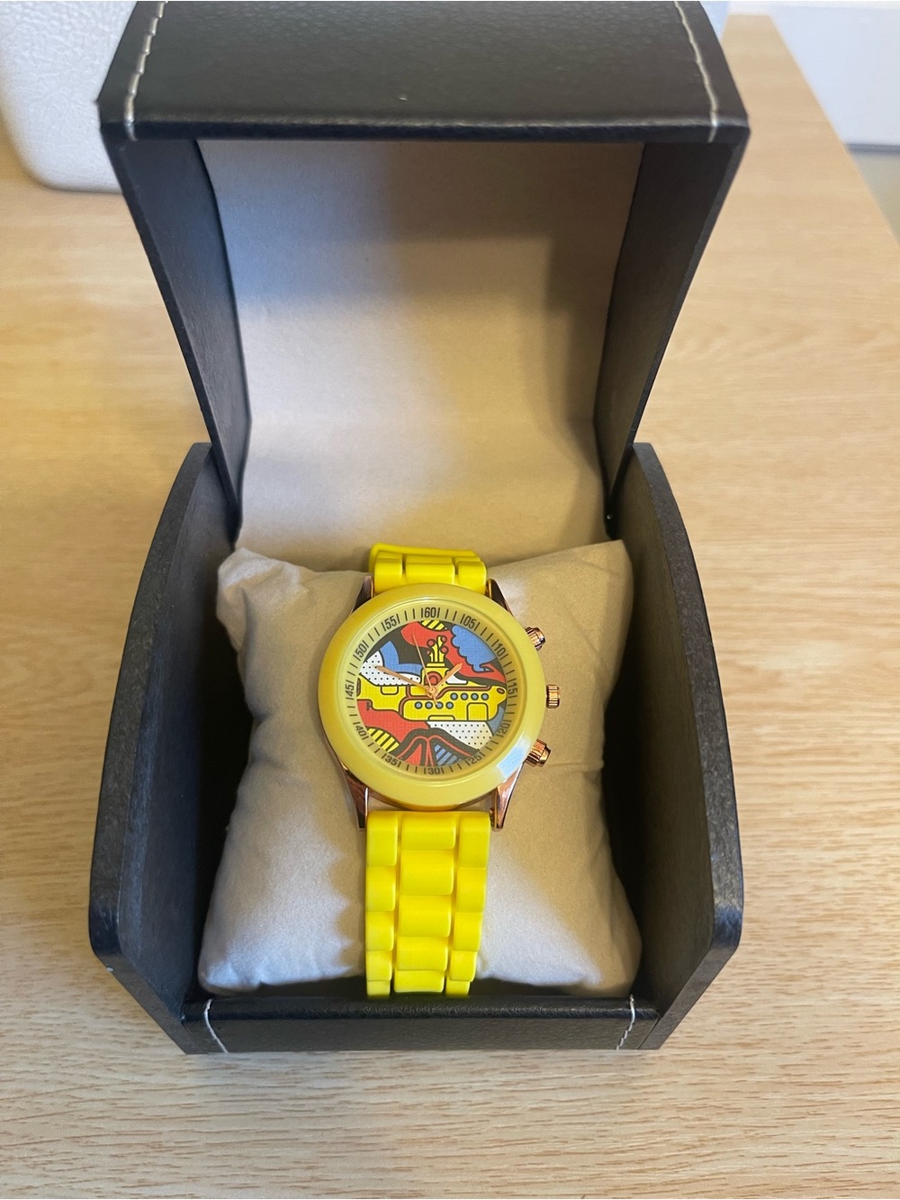 Yellow Silicone Band Watch with Submarine Dial